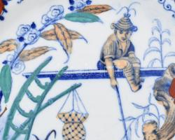 Sarreguemines francia fajansz, süteményes tányér, 8 db, hibátlan, jelzett, d: 17 cm