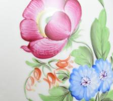 Herendi / Óherendi virágmintás váza. Kézzel festett, jelzett, kopott, gyárilag ferdén készítették. m...