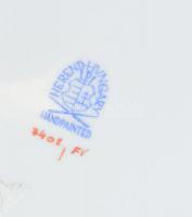 Herendi zöld indiai kosár mintás, áttört óriás porcelán kínálótál. Kézzel festett, jelzett, ragaszto...