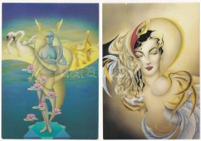 VERONICA PANNECK - 6 db modern művész képeslap / 6 modern art postcards