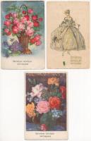 5 db RÉGI névnapi üdvözlő képeslap / 5 pre-1945 Name Day greeting postcards