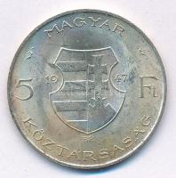 1947. 5Ft Ag "Kossuth" T:1- patina Adamo F8.1