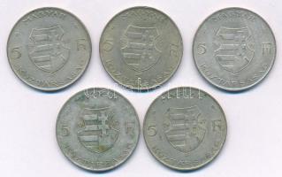 1947. 5Ft Ag "Kossuth" (5x) T:2,2- patina Adamo F8.1