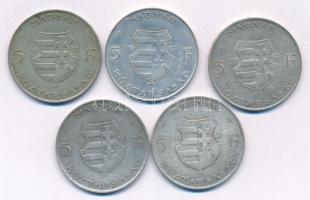 1947. 5Ft Ag "Kossuth" (5x) T:2-,3 patina Adamo F8.1