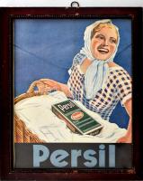 cca 1940-1960 Persil mosószer reklámplakát, kissé sérült, üvegezett fa keretben, 29x21 cm