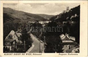 1933 Baden bei Wien, Helenental, Burgruine Rauhenstein / valley, castle ruins (EK)
