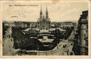 1913 Wien, Vienna, Bécs; Maximilianplatz u. Votivkirche / square, church, tram (fl)