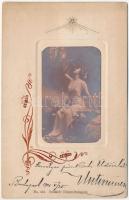 1901 Gently erotic lady with grapes. Schmidt Edgar No. 416. Art Nouveau, Emb. (EK)
