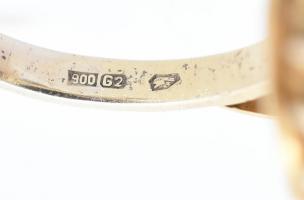 Aranyozott Ezüst (Ag) Gránát köves gyűrű, állítható méretű, bruttó: 5,6g, jelzett