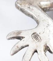 Ezüst (Ag) markazitos gyík bross, markazit hiány, jelzett, h: 8,5cm, bruttó: 11g