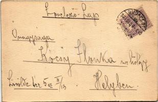 1900 Kézzel rajzolt és festett egyedi művészlap / hand-drawn and hand-made art postcard (vágott / cu...