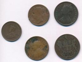 Indiai Államok 1823-1920. 5xklf érmetétel T:2-3 Indian States 1823-1920. 5xdiff coin lot C:XF-F