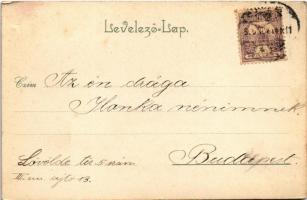 1900 Litho greeting card with flowers (EK)