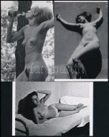 cca 1968 és 1975 között készült, szolidan erotikus felvételek, 5 db mai nagyítás többféle hagyatékból, 15x10 cm