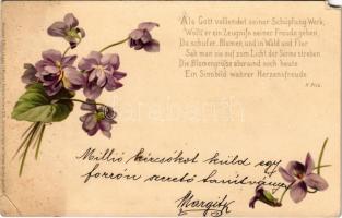 1901 Flowers. Meissner & Buch 12 Blumen Postkarten Serie 1036. Veilchengrüße litho (EM)