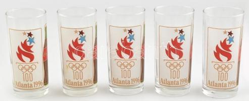1996-os Atlantai Olimpia Coca-Cola emlék pohár, 5 db