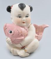 Kínai porcelán szerencse figura, jelzés nélkül, kopásnyomokkal, m: 11 cm
