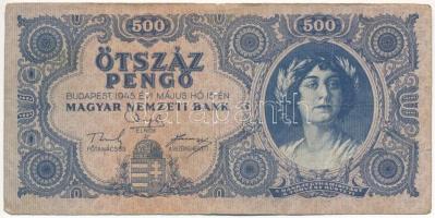 1945. 500P magyar "N" betű orosz "P" helyett, alacsony "K 062 000603" sorszámmal T:III Adamo P19