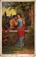 1918 Római szerelem / Römische Liebe / Lady art postcard, romantic couple s: J. Kränzle + K.U.K. FELDPOSTAMT 192 (EM)