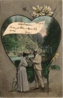 1903 Lady art postcard, romantic couple (EK)