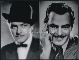 cca 1950 előtt, Jávor Pál (1902-1959) színész két portréja, egy mozigépész hagyatékából 2 db mai nagyítás, 15x10 cm