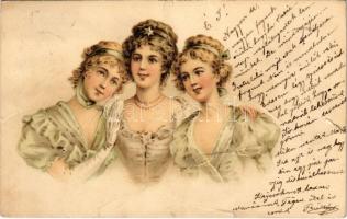 1900 Lady art postcard. litho (b)