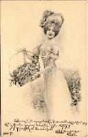 1901 Lady art postcard