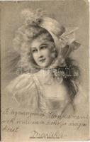 1900 Lady art postcard (fa)