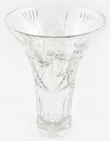 Dúsan csiszolt ólomkristály váza, hibátlan, m: 31 cm