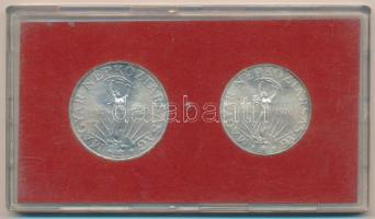 1970. 50Ft Ag + 100Ft Ag "Felszabadulás" eredeti piros "MNB" plasztik tokban T:1 patina Adamo EM36; EM37
