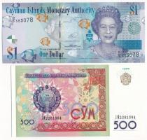 Kajmán-szigetek 2014. 1$ "D/5 583078" + Üzbegisztán 1999. 500S "JN 2261304" T:I,I- Cayman Islands 2014. 1 Dollar "D/5 583078" + Uzbekistan 1999. 500 So'm "JN 2261304" C:UNC,AU Krause P#38, #81