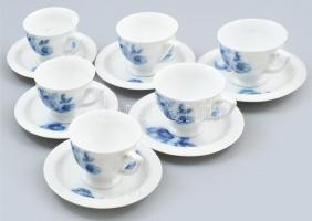 Rosenthal 6 db mokkás csésze, mázalatti kékkel festett porcelán, hibátlan, jelzett.