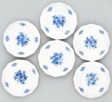 Rosenthal 6 db szendvicse tányér, mázalatti kékkel festett porcelán, hibátlan, jelzett. d: 15 cm