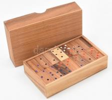 Fa dominó, eredeti fa dobozában, jó állapotban, 20×12×5 cm
