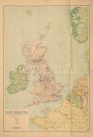 cca 1930 A Brit-szigetek térképe. Bp., Kókai Lajos (Hornyánszky Viktor-ny.), hajtva, kisebb szakadásokkal, 88x62,5 cm / Map of Great Britain