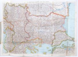 cca 1916-1918 G. Freytags Karte von Bulgarien / Bulgária térképe. 1 : 1.000.000. Kartograpische Anstalt G. Freytag & Berndt, Wien. Hajtva, kissé foltos, 88x61 cm