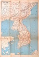 cca 1945-1950 Korea térképe. Bp., Szikra Könyvkiadó (Offset-ny.), hajtva, kisebb szakadásokkal, 84x59 cm / Map of Korea, with small tears