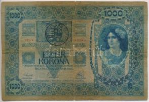 1902. 1000K fekete ROMANIA TIMBRU SPECIAL román felülbélyegzéssel T:III szakadás, folt Adamo K35Be