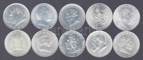 Ausztria 1928-1937. "Doppelschilling" 2Sch Ag 10 klf db, teljes sor "Schubert, Billroth, Vogelweide, Mozart, Haydn, Seipel, Dollfuss, Lueger, Prinz Eugen..., Fischer" T:1,1/2+