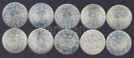 Ausztria 1928-1937. "Doppelschilling" 2Sch Ag 10 klf db, teljes sor "Schubert, Billro...