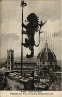 1927 Firenze, Palazzo del Bargello, Il Marzocco sulla Torre, con vista della Cattedrale (XIV secolo) (fa)