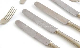 Vegyes alpakka evőeszközök, többségében jó állapotban