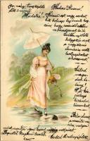 1900 Lady art postcard. litho (EK)