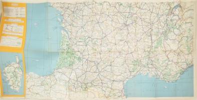 1929 France - Sud. Etat des routes. Carte Michelin / Dél-Franciaország úthálózatának térképe. Michelin reklámkiadvány. 1 : 1.000.000. Hajtva, a borító kissé sérült, 110x50 cm