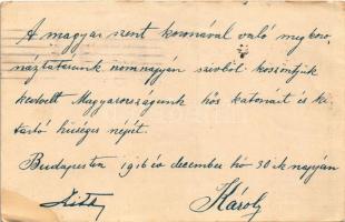 IV. Károly és Zita. A királyi pár saját kezű üdvözlő írása. IV. Károly koronázásának napján / Writte...