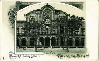 Budapest XIV. Városliget, Park Club. Art Nouveau, floral, litho