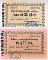 Miskolc 1860. 10kr + 25kr Miskolcz város utalványa modern reprint T:I Adamo MIS-2.1.2, MIS-2.3
