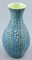 Bán Károly (1911-1980): Retró váza, színes borsó mázakkal festett kerámia, jelzett, hibátlan m: 21 cm