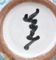 Bán Károly (1911-1980): Retró váza, színes borsó mázakkal festett kerámia, jelzett, hibátlan m: 21 c...