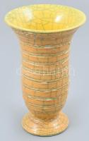 Retró sárga kerámia váza, jelzés nélkül, hibátlan, m: 19 cm